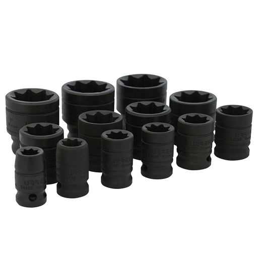 [74J8P] Juego de dados de impacto cuadro de 1/2", 8 puntas, en pulgadas, 13 piezas
