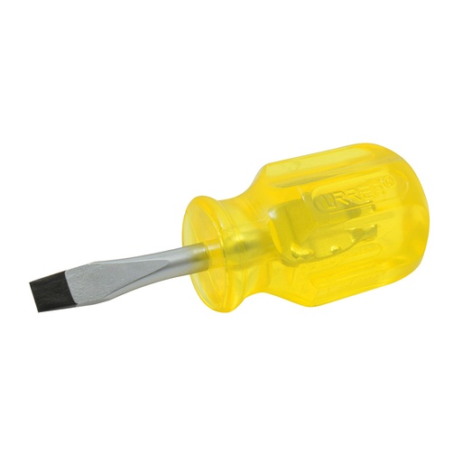 [9652] Destornillador con mango ámbar, punta plana tipo trompo barra redonda 1/4" x 1-1/2"