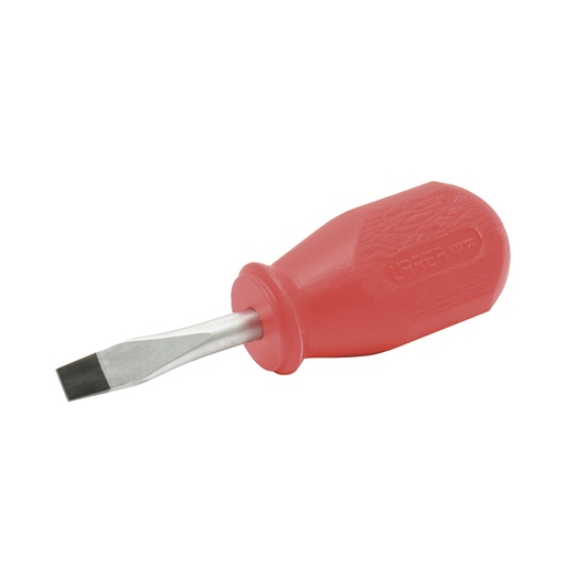 [9652R] Destornillador con mango rojo, punta plana tipo trompo barra redonda 1/4" x 1-1/2"