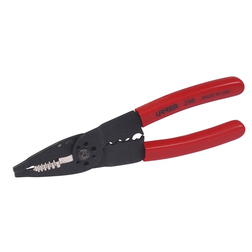 [298] Pinza con mango air cushion pelacable 10-22 AWG de 8-1/4" poncha terminales y corta tornil