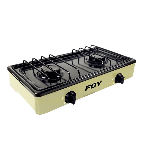 [144705] Estufa de gas 2 quemadores de acero inoxidable color beige