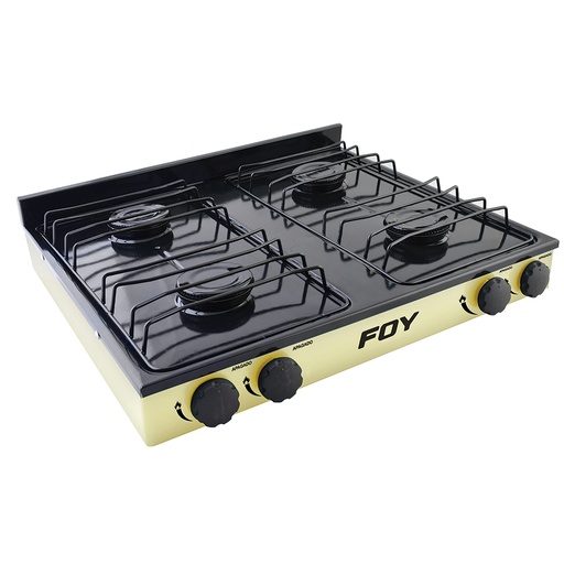 [144706] Estufa de gas 4 quemadores de acero inoxidable color beige