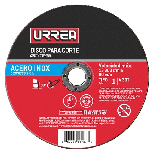 [AMSS09] Disco abrasivo tipo 1 para acero inoxidable 9" x 5/64"
