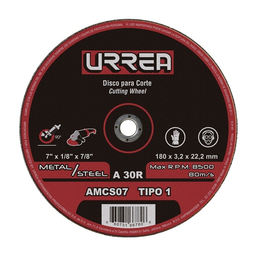 [AMCS07] Disco abrasivo tipo 1 para metal 7" x 1/8"