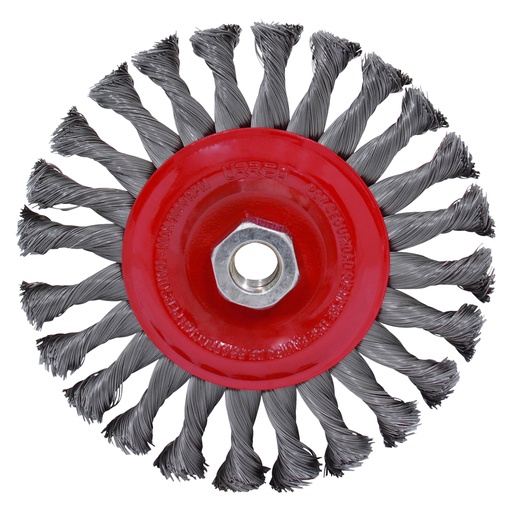 [18RT63M] Carda circular trenzada alambre fino 6" x 0.35 mm con rosca  M14