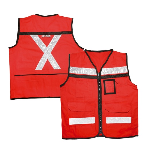 [USCH33] Chaleco de seguridad tipo supervisor abierto con reflejante rojo EG