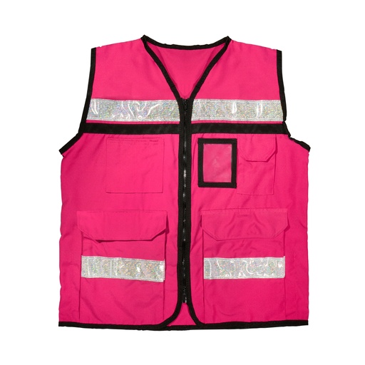[USCH83] Chaleco de seguridad tipo supervisor cerrado con reflejante rosa G