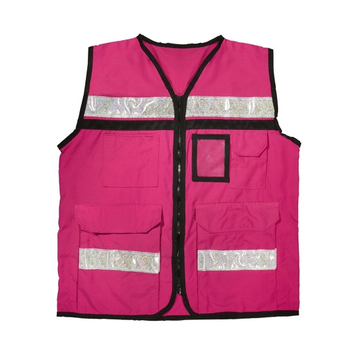 [USCH82] Chaleco de seguridad tipo supervisor cerrado con reflejante rosa M