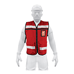 [14663] Chaleco brigadista con cintas reflejantes, color rojo CHS-900R