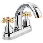[45355] Mezcladora cromo-oro 4' p/lavabo, nariz curva, cruceta,Foset AQM-51G