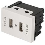 [47057] Toma con 2 puertos USB, 1.5 módulos, línea Española, blanco C2USB-EB