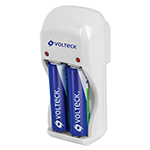 [46044] Cargador de pilas, AA, AAA y 9V, incluye 2 pilas AA, Volteck CA-RE-8