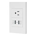 [45603] Placa armada 1contacto, 2puertos USB, 1.5mod,Española,blanco COUSB-EB