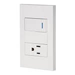 [45590] Placa armada 1 interruptor,1 contacto,1mod, Española, blanco PA-APCO1-EB