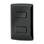 [47597] Placa armada, 2 interruptores sencillos,negro,línea Italiana PA-APDO-IN