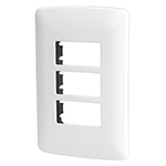 [48136] Placa 3 módulos de ABS, línea Italiana, color blanco PPTR-IB