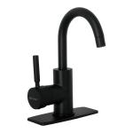 [46764] Monomando corto para lavabo, negro mate, Foset Tubig TBM-45M