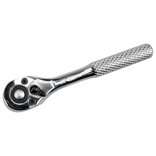 [F4449] Matraca reversible para dado cuadro de 1/4", cabeza tipo pera, mango moleteado