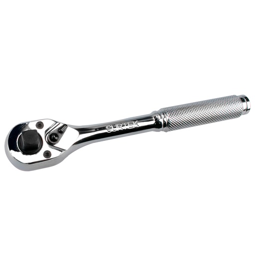[F5851] Matraca triple para dados cuadro de 1/4", 3/8", y 1/2", cabeza tipo pera, mango moleteado