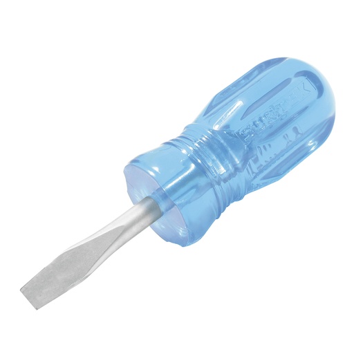 [D352] Destornillador con mango azul, punta plana tipo trompo 1/4" x 1-1/2"