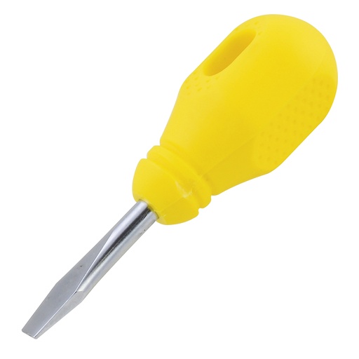 [D452] Destornillador con mango amarillo, punta plana tipo trompo 1/4" x 1-1/2"