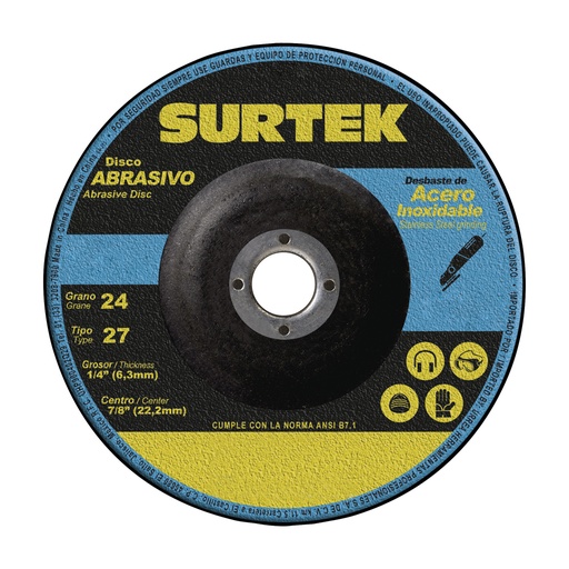 [128201] Disco abrasivo tipo 27 para metal 7" x 1/4"