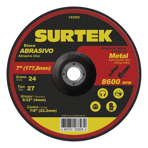 [123323] Disco abrasivo tipo 27 para metal 7" x 5/32"