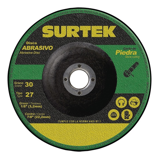 [123332] Disco abrasivo tipo 27 para piedra 9" x 1/8"