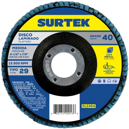[DLZ454] Disco laminado tipo 29 grano 40, 4-1/2"